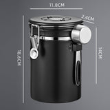 Maxbell Coffee Canister Utensils Airtight Storage Tank for Nuts Loose Leaf Tea Salts 1.8L Black