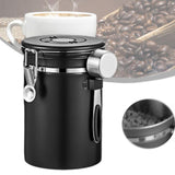 Maxbell Coffee Canister Utensils Airtight Storage Tank for Nuts Loose Leaf Tea Salts 1.8L Black