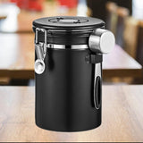 Maxbell Coffee Canister Utensils Airtight Storage Tank for Nuts Loose Leaf Tea Salts 1.8L Black