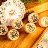 Maxbell 6x Wooden Stamps for Art Project Wooden Christmas Stamps for Christmas Decor
