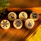 Maxbell 6x Wooden Stamps for Art Project Wooden Christmas Stamps for Christmas Decor