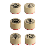Maxbell 6x Wooden Stamps for Art Project Wooden Christmas Stamps for Christmas Decor
