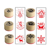 Maxbell 6x Wooden Stamps for Art Project Wooden Christmas Stamps for Christmas Decor
