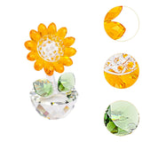 Maxbell Glass Sunflower Figurine Small Sunflower Ornament for Valentine's Day Office yellow