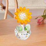 Maxbell Glass Sunflower Figurine Small Sunflower Ornament for Valentine's Day Office yellow