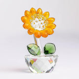 Maxbell Glass Sunflower Figurine Small Sunflower Ornament for Valentine's Day Office yellow
