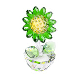 Maxbell Glass Sunflower Figurine Small Sunflower Ornament for Valentine's Day Office green