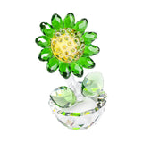 Maxbell Glass Sunflower Figurine Small Sunflower Ornament for Valentine's Day Office green