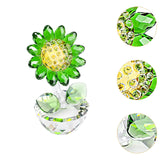 Maxbell Glass Sunflower Figurine Small Sunflower Ornament for Valentine's Day Office green