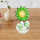 Maxbell Glass Sunflower Figurine Small Sunflower Ornament for Valentine's Day Office green