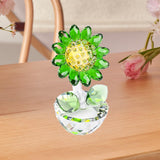 Maxbell Glass Sunflower Figurine Small Sunflower Ornament for Valentine's Day Office green