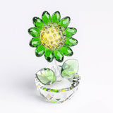 Maxbell Glass Sunflower Figurine Small Sunflower Ornament for Valentine's Day Office green