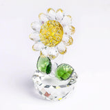 Maxbell Glass Sunflower Figurine Small Sunflower Ornament for Valentine's Day Office clear