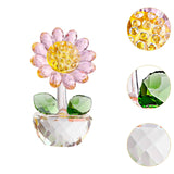 Maxbell Glass Sunflower Figurine Small Sunflower Ornament for Valentine's Day Office pink
