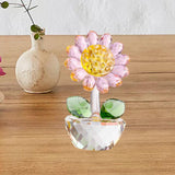 Maxbell Glass Sunflower Figurine Small Sunflower Ornament for Valentine's Day Office pink