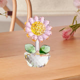 Maxbell Glass Sunflower Figurine Small Sunflower Ornament for Valentine's Day Office pink