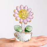 Maxbell Glass Sunflower Figurine Small Sunflower Ornament for Valentine's Day Office pink
