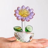 Maxbell Glass Sunflower Figurine Small Sunflower Ornament for Valentine's Day Office violet