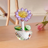 Maxbell Glass Sunflower Figurine Small Sunflower Ornament for Valentine's Day Office violet