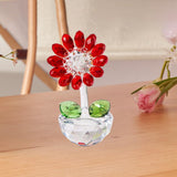 Maxbell Glass Sunflower Figurine Small Sunflower Ornament for Valentine's Day Office red