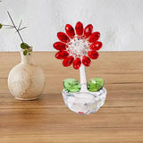 Maxbell Glass Sunflower Figurine Small Sunflower Ornament for Valentine's Day Office red
