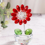 Maxbell Glass Sunflower Figurine Small Sunflower Ornament for Valentine's Day Office red