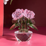 Maxbell Flower Figurine Art Crafts Desktop Ornament for Christmas Mother Day Shelf Pink