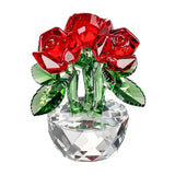 Maxbell Flower Figurine Art Crafts Desktop Ornament for Christmas Mother Day Shelf red