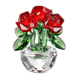 Maxbell Flower Figurine Art Crafts Desktop Ornament for Christmas Mother Day Shelf red