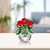 Maxbell Flower Figurine Art Crafts Desktop Ornament for Christmas Mother Day Shelf red