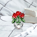 Maxbell Flower Figurine Art Crafts Desktop Ornament for Christmas Mother Day Shelf red