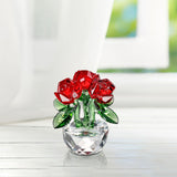 Maxbell Flower Figurine Art Crafts Desktop Ornament for Christmas Mother Day Shelf red