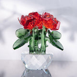 Maxbell Flower Figurine Art Crafts Desktop Ornament for Christmas Mother Day Shelf red