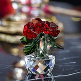 Maxbell Flower Figurine Art Crafts Desktop Ornament for Christmas Mother Day Shelf red