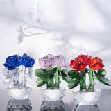 Maxbell Flower Figurine Art Crafts Desktop Ornament for Christmas Mother Day Shelf blue