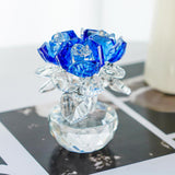 Maxbell Flower Figurine Art Crafts Desktop Ornament for Christmas Mother Day Shelf blue