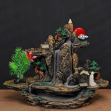 Maxbell Rockery Flowing Water Backflow Incense Burner Resin Incense Holder for Study A
