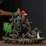 Maxbell Rockery Flowing Water Backflow Incense Burner Resin Incense Holder for Study B