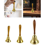 Maxbell Copper Hand Bell Wood Handle Handheld Bell for Wedding Kindergarten Meetings 7.7cmx20.4cm