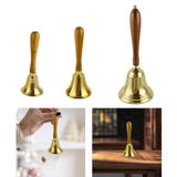 Maxbell Copper Hand Bell Wood Handle Handheld Bell for Wedding Kindergarten Meetings 7.7cmx20.4cm