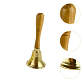 Maxbell Copper Hand Bell Wood Handle Handheld Bell for Wedding Kindergarten Meetings 7.7cmx20.4cm