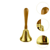 Maxbell Copper Hand Bell Wood Handle Handheld Bell for Wedding Kindergarten Meetings 9cmx21.1cm