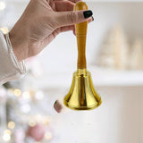 Maxbell Copper Hand Bell Wood Handle Handheld Bell for Wedding Kindergarten Meetings 9cmx21.1cm
