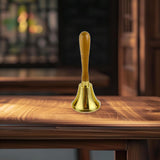 Maxbell Copper Hand Bell Wood Handle Handheld Bell for Wedding Kindergarten Meetings 9cmx21.1cm