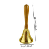 Maxbell Copper Hand Bell Wood Handle Handheld Bell for Wedding Kindergarten Meetings 9cmx21.1cm