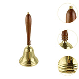 Maxbell Copper Hand Bell Wood Handle Handheld Bell for Wedding Kindergarten Meetings 11.2cmx26cm