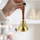 Maxbell Copper Hand Bell Wood Handle Handheld Bell for Wedding Kindergarten Meetings 11.2cmx26cm