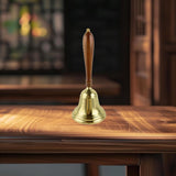 Maxbell Copper Hand Bell Wood Handle Handheld Bell for Wedding Kindergarten Meetings 11.2cmx26cm