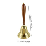 Maxbell Copper Hand Bell Wood Handle Handheld Bell for Wedding Kindergarten Meetings 11.2cmx26cm