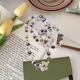 Maxbell Beaded Phone Charms Strap Phone Charm Chain for Birthday Gift Backpack Women White